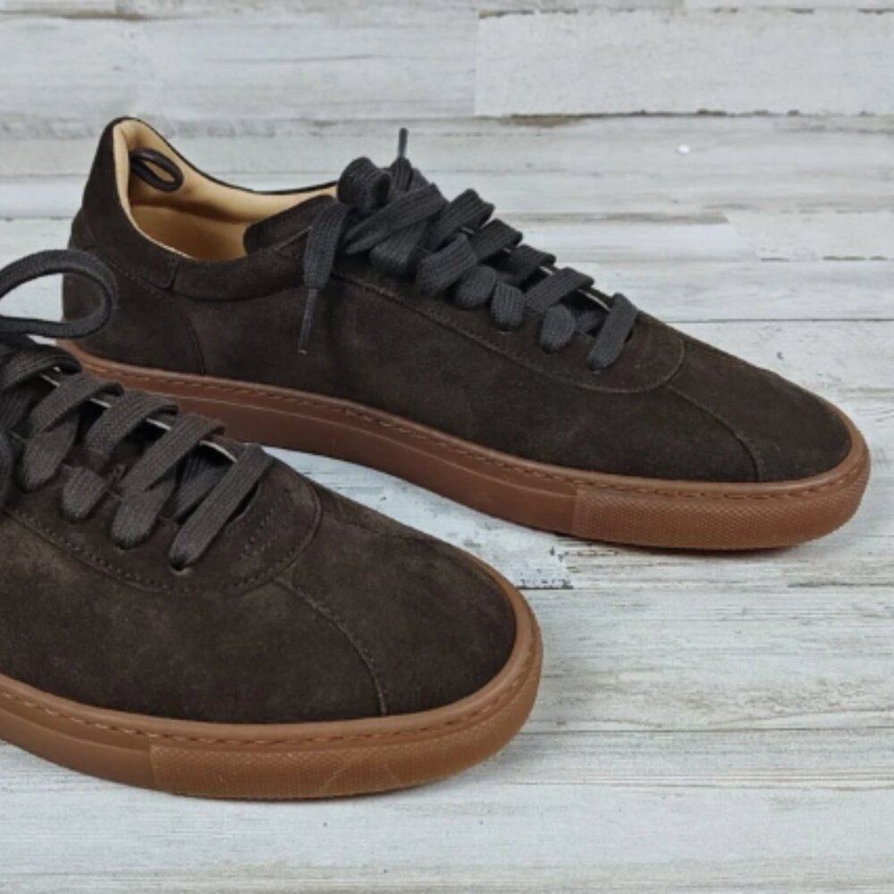 Men's Brown Suede Low Top Shoes Margom Gum Cupsole
